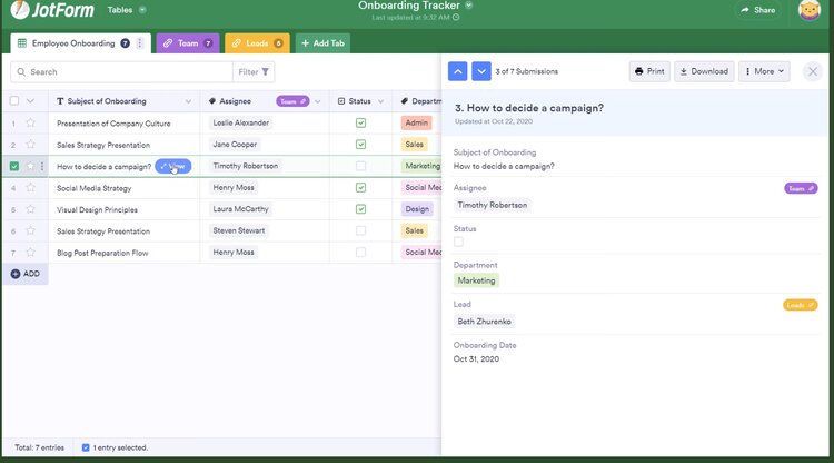 Jotform Tables is ideal for when Google Sheets isn’t enough